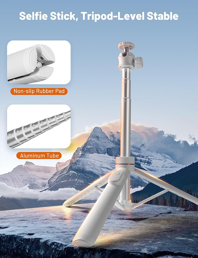 JOILCAN Tripod for iPhone & Camera, 64" Selfie Stick 360° Ball Head Remote | Extendable Portable Phone Tripod Stand for Travel Vlog Compatible with iPhone DJI Canon Sony DLSR (White) - Image 3
