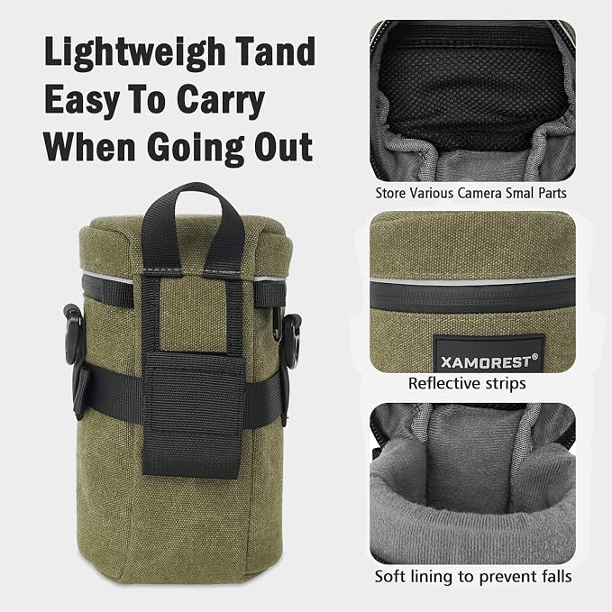 Camera Lens Case Lens Bag Compatible (3.15" x 5.71"(Canvas, Green)) - Image 4