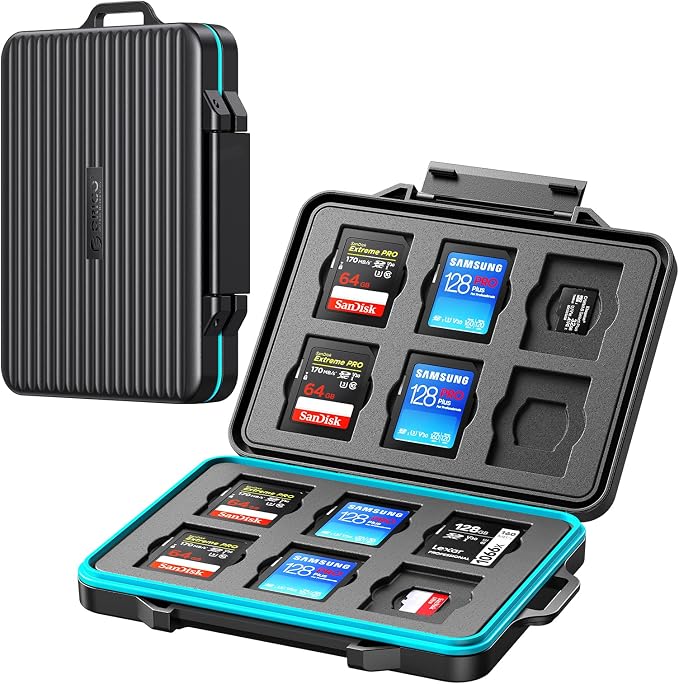 ORICO 24 Slots SD Card Case Holder Water Resistant & Anti-Shock Memory Card Case for SD/Micro SD SDXC SDHC TF Card Carrying Storage Organizer Protector Cover with Labels&Carabiner by ORICO