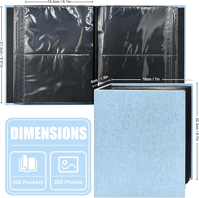 Photo Album 4x6 200 Pockets for Wedding Gifts,Linen Hardcover Picture Albums for Family Anniversary Baby Vacation Pictures - Image 2