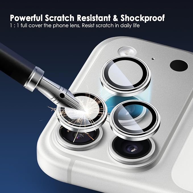 Camera Lens Protector for iPhone 17 Pro & 17 Pro Max, Silver | AR+AF, 9H Tempered Glass, Individual Metal Ring, Anti Glare, Fall Protection, Camera Screen Cover - Image 2