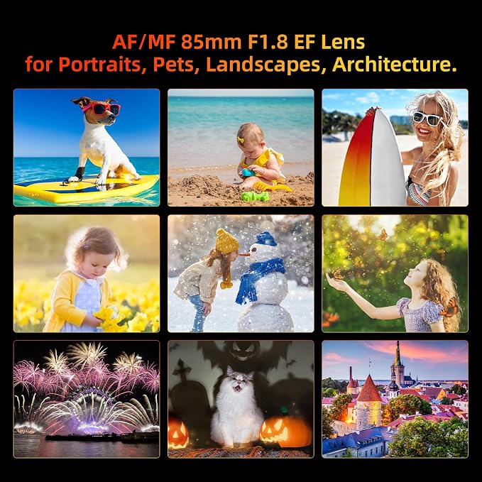 EF 85mm f1.8 Portrait Lens-AF+MF STM Motor for Canon EOS Rebel T8i/T7i/T7/T6i/T5/T3i/T3/T2i/XSi/XS/SL3/SL2/T100/90D/80D/70D/50D/5D Mark IV/6D II/7D II/1D X III II-DSLR Cameras Lenses(EF/EF-S Mount) - Image 6