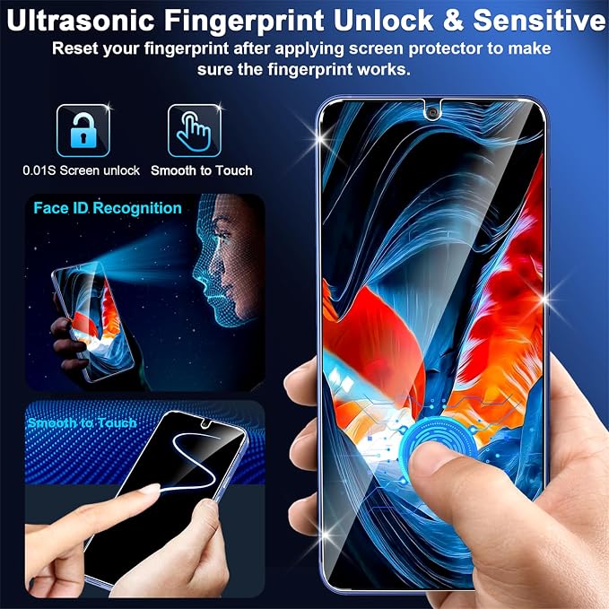 firtstnow 3 Pack Privacy Screen Protector for Samsung Galaxy S25 Plus Tempered Glass + 2 Pack Camera Lens Protector, True 25°Anti Spy, 9H+ Hardness, Fingerprint Unlock, Bubble-Free 6.7Inch - Image 5