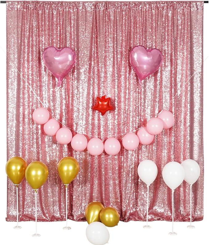 Poise3EHome 10FT x 10FT Sequin Photography Backdrop Curtain for Party Decoration, Fuchsia Pink - Image 2