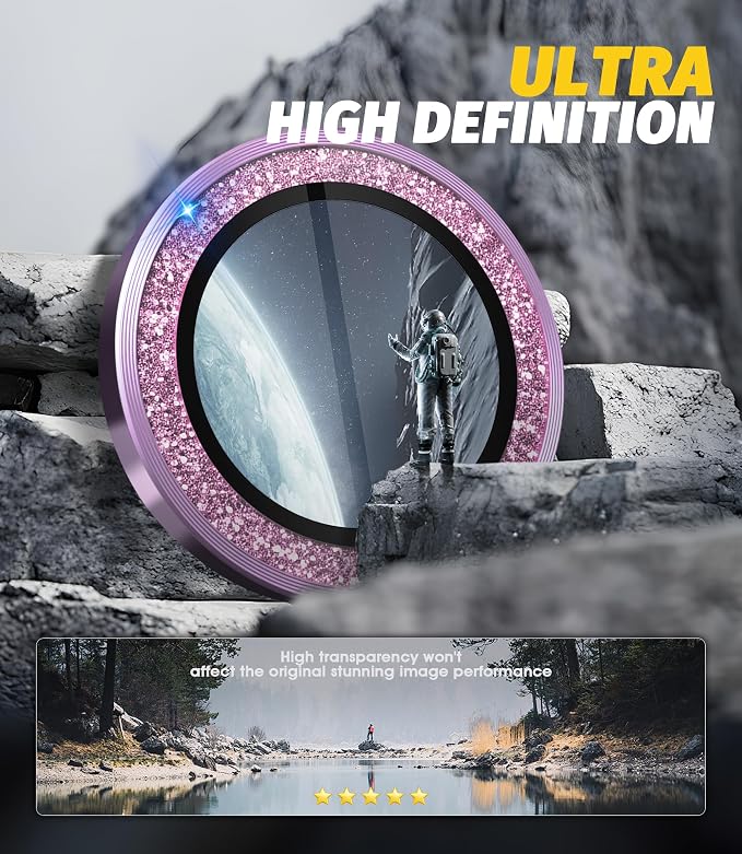 Orzero (2 Sets) Camera Lens Protector for Samsung Galaxy Z Fold 8, [EZ Install] [Case-Friendly] 9H Tempered Glass Bling Lens Cover Accessories, Military-Grade Shockproof, HD Clarity Anti-Glare - Glitter Purple - Image 3