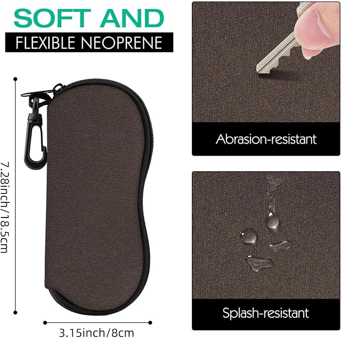 MoKo Sunglasses Soft Case Ultra Light Neoprene Zipper Eyeglass Case for Men Women - Image 2