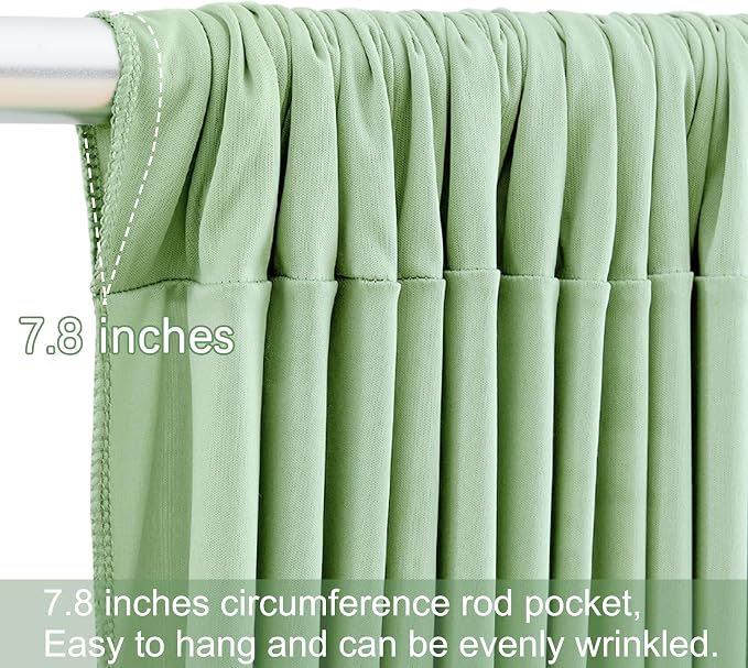 6 Panels Sage Green Backdrop Curtains for Wedding Party Wrinkle Free Backdrops Curtain Drapes Fabric Decorations Photo Back Drop Cloth for Baby Shower Photography Stage Reception 30ft(W) x 12ft(H) - Image 7