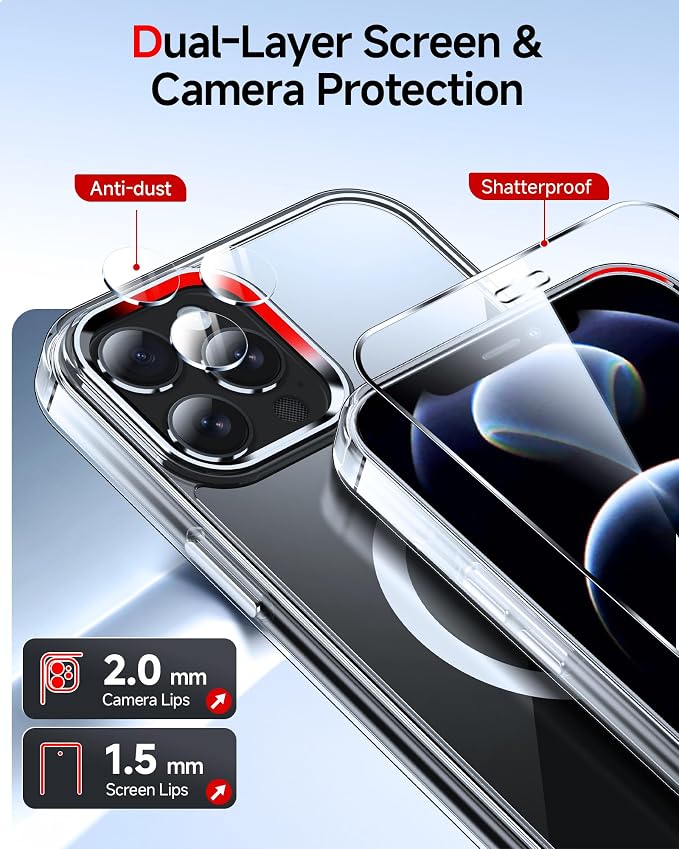 LeYi for iPhone-12-Pro-Max Case Clear: Compatible with Magsafe[ Screen Protector X2+ Camera Cover X2] iPhone12 Promax Cases Funda para i 12Pro Max Magnetic Protective Heavy Duty Slim, Transparent - Image 2