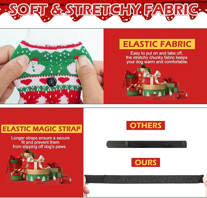 EXPAWLORER Christmas Anti-Slip Soft Dog Socks for Hardwood Floor,Warm Dog Shoes,Paw Protectors for Cold Pavement,Prevent Licking,Traction Control for Small Medium Large Senior Dogs - Image 5
