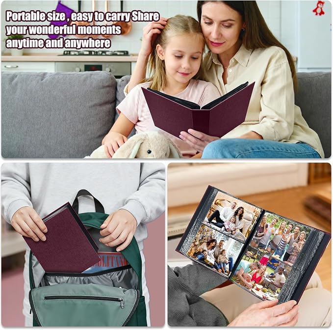Photo Album 4x6 200 Pockets for Wedding Gifts,Linen Hardcover Picture Albums for Family Anniversary Baby Vacation Pictures - Image 6