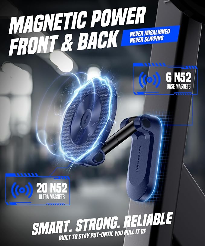 All Metal Dual Magnetic Gym Phone Holder for MagSafe, Blue | 360°Adjustable, Fit for iPhone/Android, Tri-Axis Phone Mount,Gym Accessories for Bodybuilder Men Women Workout recording - Image 2