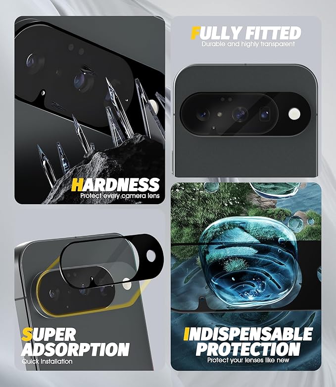 Orzero (5 Pack Camera Lens Protector for Google Pixel 9, Protector de Cámera Tempered Glass 9H Precise Camera Cutouts Anti-Scratch Does Not Affect Night Shots and Flash - Image 4