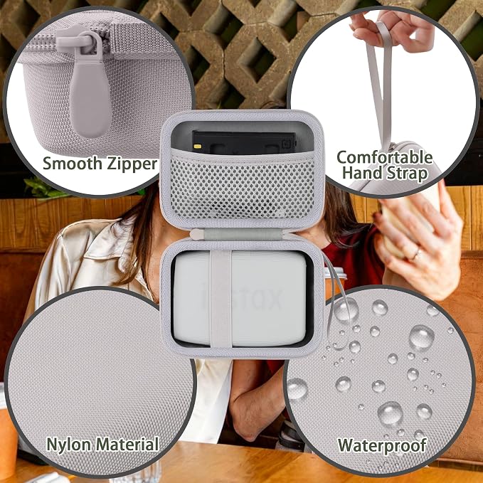 Hard Travel Case for Fujifilm Instax Mini Link+ & Link 3/2 Printer | Shockproof, With Handle, Hard Shell Exterior, Storage Compartment, Portable Carrying Box, Clay White Case - Image 4