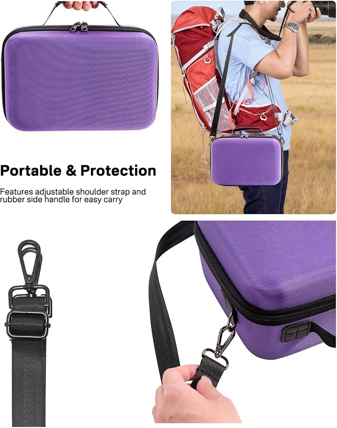 RAIACE Hard Carrying Case Compatible with Canon EOS Rebel T7/ T100/ T6/ R100/ R50/ R5/ R7/ R8, for Sony, for Nikon Camera. Large Capacity Camera Bag for Lens, Cables, Cards and Accessories. - Purple - Image 4