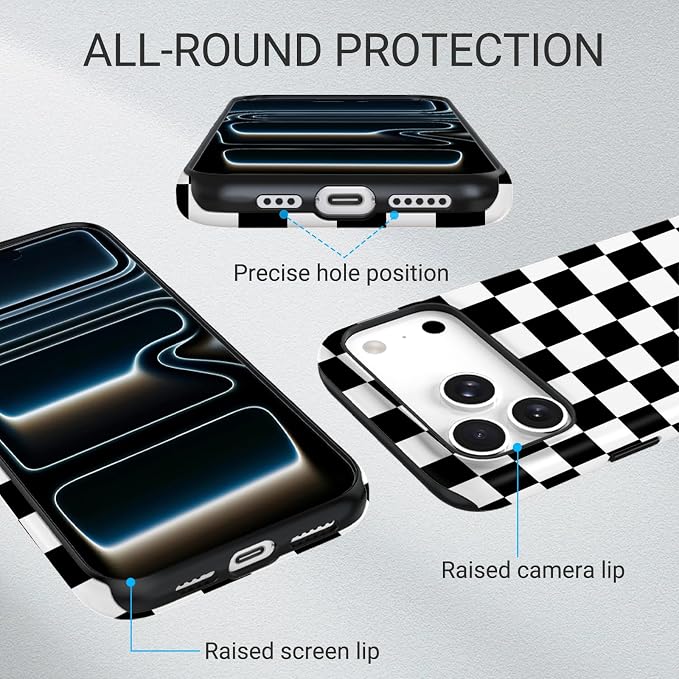 TPU Phone Case for iPhone, MagSafe Wireless Charging Compatible, Shockproof Slim Fit Protective Cover with Anti-Yellowing & Raised Camera Protection (Grid 11, iPhone 17 Pro Max(6.9")) - Image 3