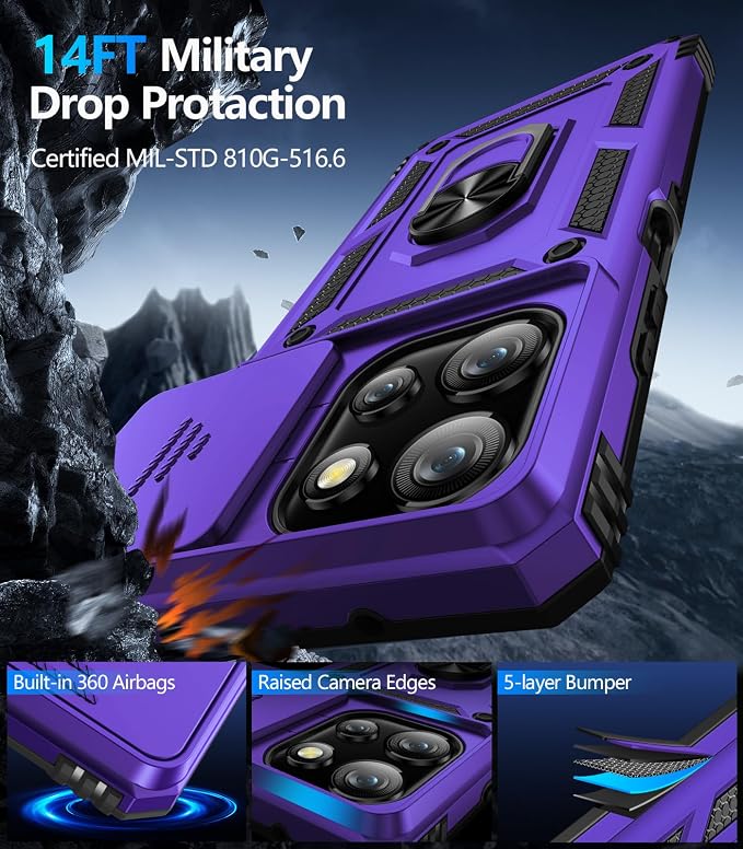 Taisairu for Motorola Moto G Power 2026/G Power 2025 Case with Screen Protector & Slide Camera Lens Cover, Built-in Ring Stand Cover for Moto G Power 2025/Moto G Power 2026 Case (Purple) - Image 4