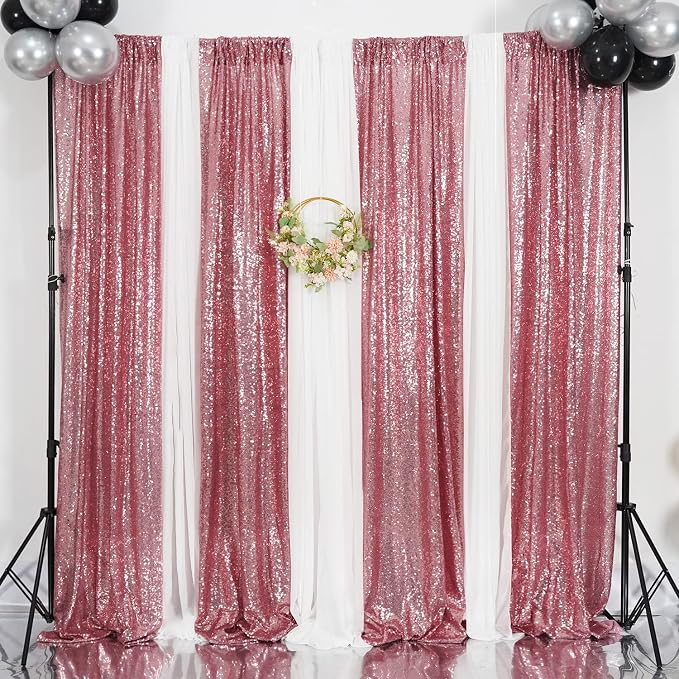 Poise3EHome Fuchsia Pink Sequin Backdrop Curtain, 2 Panels 2Ft x 8Ft Glitter Photography Background for Party Baby Shower Wedding Birthday Christmas Thanksgiving Halloween Decoration - Image 9