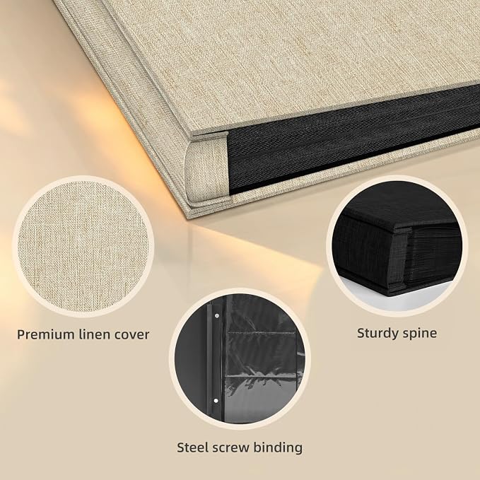 Popotop Photo Album 4x6 600 Pockets for Wedding Gifts,Linen Hardcover Picture Albums for Family Anniversary Baby Vacation Pictures - Image 4