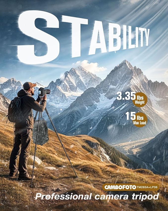 CAMBOFOTO 74" Professional Camera Tripod & Monopod with Carry Bag | Ball Head Aluminum Photography DSLR Tripod, Compatible with Binoculars Laser Telescope (Weight 3 Lbs, 13Lbs Load) - Image 2