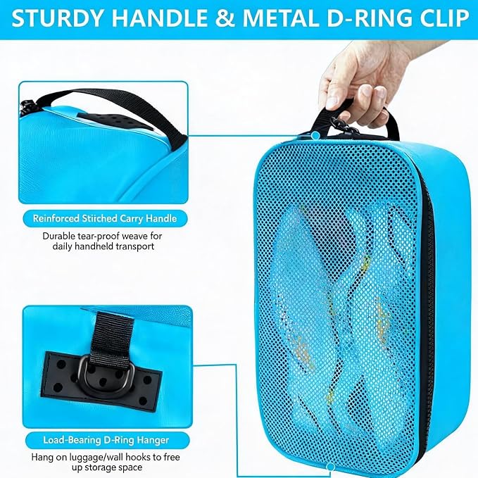 Golf Shoe Bag for Travel, Ventilated Sports Shoes Carrier, Portable Football Boot Organizer for Gym Men Women (1 Pcs-Sky Blue) - Image 6