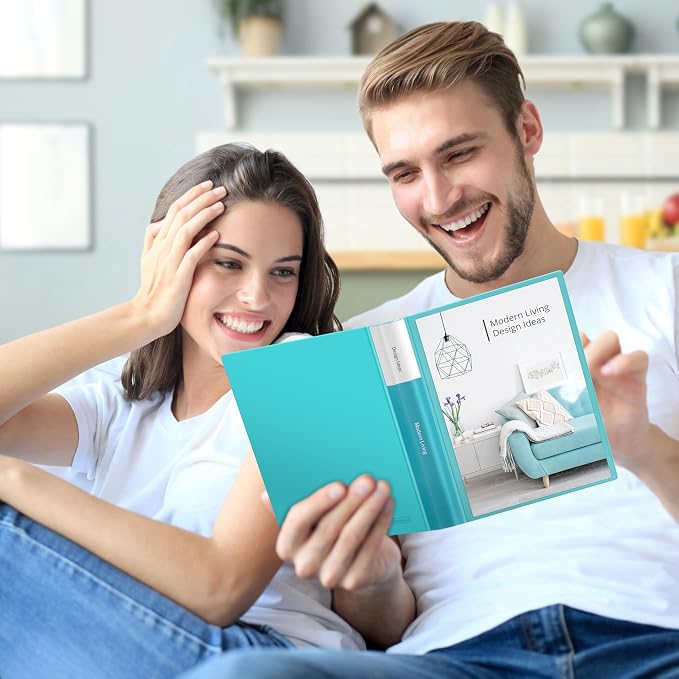 Dunwell Small Presentation Book 5.5x8.5 (2-Pack, Aqua), 24 Pockets Display 48 Half Size Pages, Plastic Binders with Sleeves, 5.5 x 8.5 Mini Booklets, Acid-Free Poly | Acid-Free Poly, Displays 48 Pages, Tear-Resistant Sleeves, Ideal for Documents & Artwork - Image 2