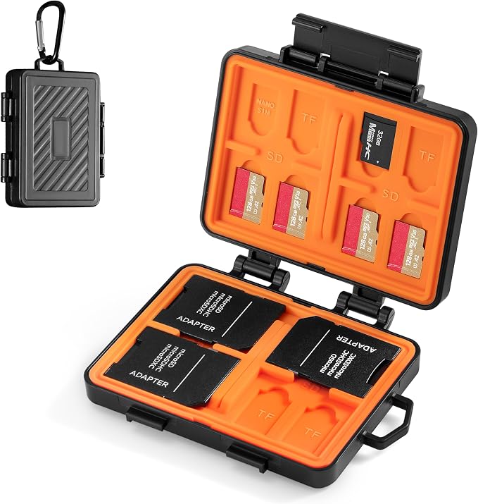 Tomat 24 Slots Mirco SD Card Case Water-Resistant Anti-Shock Card Storage Case for Insta360 Luna Ultra/Mini 5 pro/Mini 4k/Mini 3/Pocket 3, Support 8 SD Cards 14 Micro Cards and 2 Nano Sim Cards by Tomat