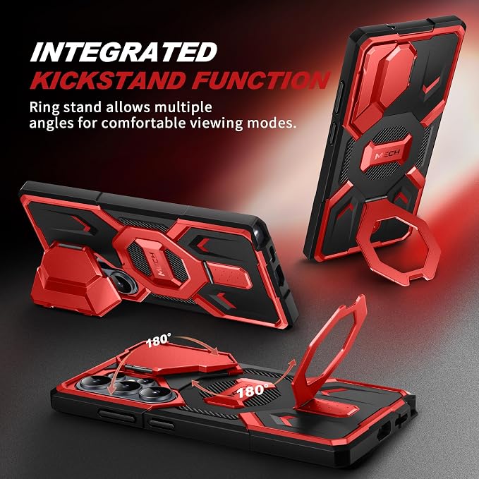 TONGATE Magnetic Stand for Samsung Galaxy S26 Ultra Case, Compatible with Magsafe, [Camera Cover & 2 Front Frames][Military Drop Protection] S26 Ultra Case Built-in Screen Protector & Belt Clip, Red - Image 6