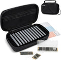 EVA PU M.2 SSD Holder with 12 Clear M.2 NVMe Cases for 2280/2260/2242/2230 SSDs, Water-Resistant & Shockproof with Zipper Pocket & Carry Handle by Kiorafoto