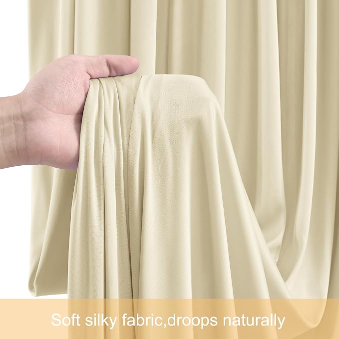 10 Panels Backdrop Curtains for Wedding Party Wrinkle Free Beige Backdrops Curtain Drapes Fabric Decorations Photo Back Drop Cloth for Baby Shower Photography Stage Reception 50ft(W) x 12ft(H) - Image 6