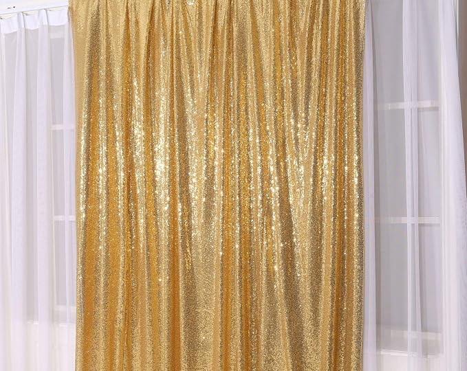 Poise3EHome Gold Sequin Backdrop,8FT x 8FT Sequin Photography Backdrop Curtain for Party Decoration - Image 4