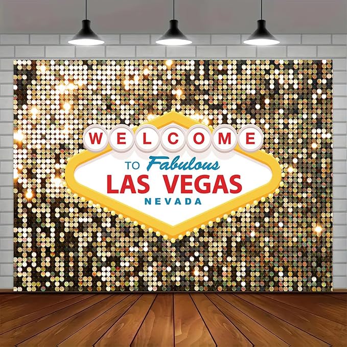 6x6FT Fabulous Casino Poker Movie Themed Photo Background Welcome to Las Vegas Party Photography Backdrops Vintage Costume Dress-up Baby Shower Banner Birthday Prom Ceremony Supplies Props Vinyl - Image 5