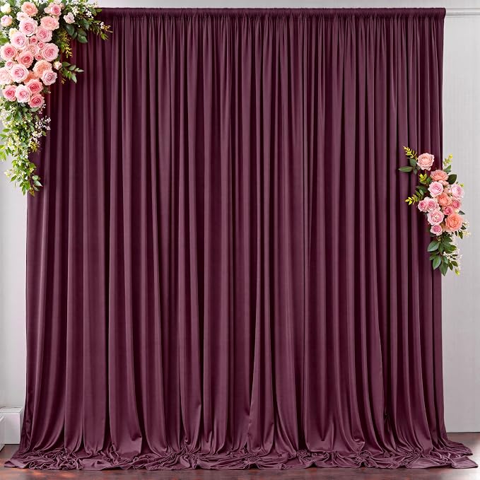10 ft x 10 ft Wrinkle Free Maroon Backdrop Curtain for Parties, Polyester Burgundy Photo Backdrop Drapes 2 Panels 5x10ft for Baby Shower Wedding Birthday Party Engagement Ceremony Decoration by Outpain