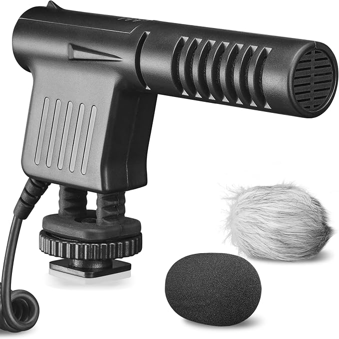Opteka 3.5mm Cardioid Mini-Shotgun Hot Shoe Microphone for Mirrorless Cameras, DSLRs, and Camcorders with Windscreen, Fuzzy Dead Cat, Pouch by Opteka