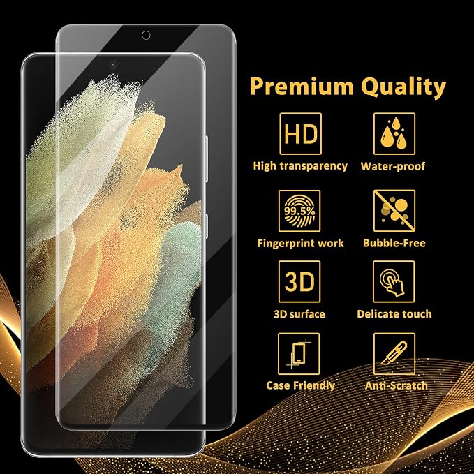 V-PORYADKU 2+2 Pack for Samsung Galaxy S21 Ultra Screen Protector | Camera Lens Protector, 9H Tempered Glass, Anti-Scratch, Fingerprint Unlock, HD Clear, Case Friendly - Image 7