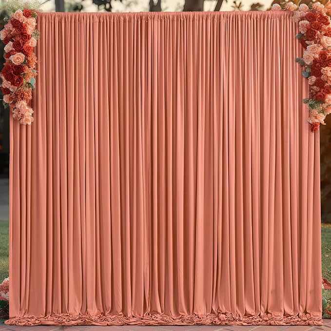 4 Panels Rust Backdrop Curtain for Parties Wedding Wrinkle Free Red Photo Curtains Backdrop Drapes Fabric Decoration for Birthday Party Baby Shower Christmas 20ft(W) x 10ft(H) - Image 4