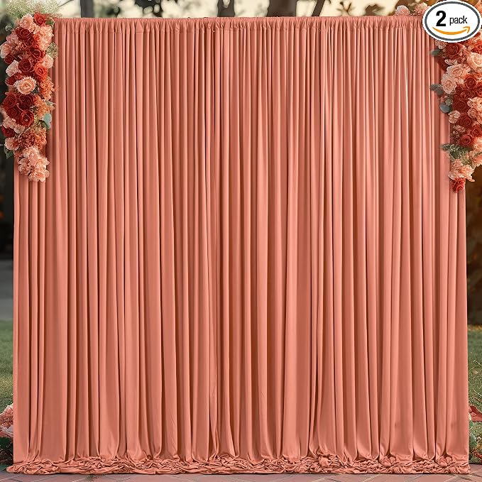 10x10 Rust Backdrop Curtain for Parties Wedding Wrinkle Free Red Photo Curtains Backdrop Drapes Fabric Decoration for Birthday Party Baby Shower Christmas 5ft x 10ft,2 Panels by Tao-GePartyDecorations