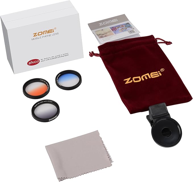 Zomei 5 in 1 Universal 37mm Cell Phone Clip-On Graduated Gray Orange Blue Red Filter Kit Camera Lens with Universal Clip for iPhone Huawei Samsung Xiaomi Smartphones - Image 6