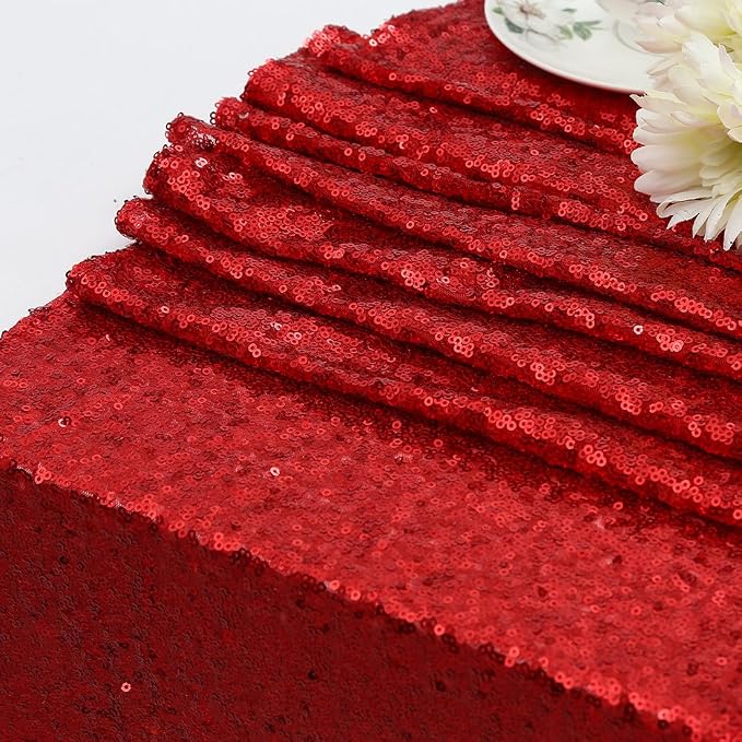 Poise3EHome Red Sequin Backdrop,7FT x 7FT Sequin Photography Backdrop Curtain for Party Decoration - Image 5