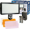 Vidpro LED-300 Photo and Video Light Kit - On Camera Panel LED Light - Adjustable and Dimmable Light Fits Cameras Video Camcorders and DLSR w/Hot Shoe Includes Rechargeable Battery Diffuser and More by Vidpro