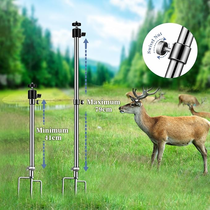 Stedan Trail Camera Stand Mounts, Thick Foldable Stainless Steel Bracket, 360° Adjustable Game Camera Deer Camera Mounts1/4''-20 (6 mm) for Hunting, Fishing (3 Pack) - Image 5