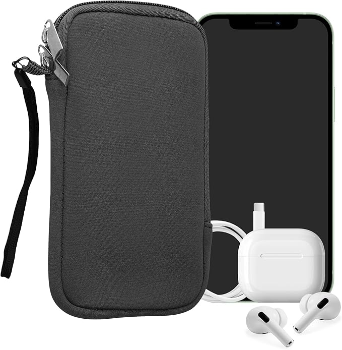 kwmobile Universal Phone Pouch Size L - 6.5" - Neoprene Smartphone Pouch with Zip - Water-Repellent Mobile Phone Case - Sleeve in Grey by kwmobile