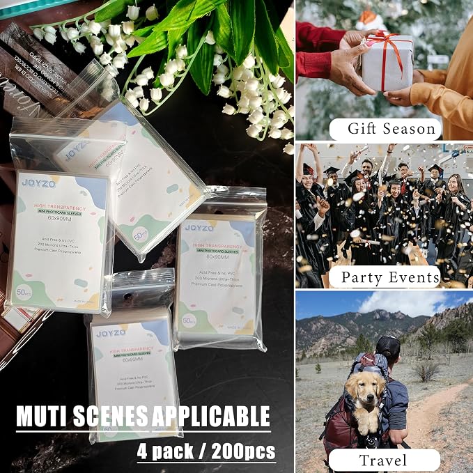 200 Kpop Photocard Sleeves fits 2x3 Instax Mini Film Sheet Protectors | 60x90mm/2.36x3.54in Pocket Sleeves, 7.87 Mil Thick Premium Acid-Free Clear Polypropylene Archival Quality Mini Card Holder - Image 7