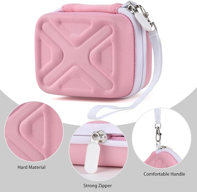 Digital Camera Case for AbergBest 21 Mega Pixels 2.7" LCD Rechargeable HD/Kodak Pixpro/Canon PowerShot ELPH 180/190/Sony DSCW800/DSCW830 Cameras, Travel Carrying Protective Case for Camera- Pink - Image 4