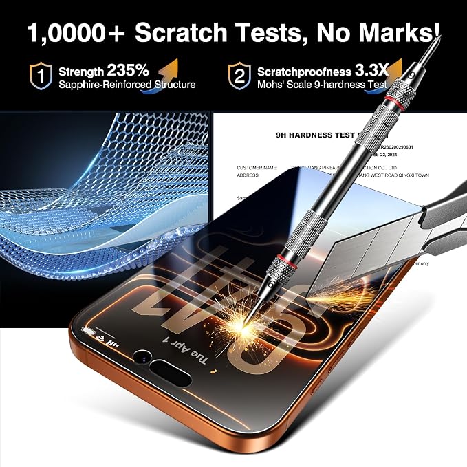 EZ-GLAZ-4+2 Pack for iPhone 17 Pro Max Privacy Screen Protector (6.9") | 2-Pack Lens Protectors, Alignment Kit, Easy Installation, 9H+ Tempered Glass, Scratch Resistant, 28° Privacy Protection - Image 5