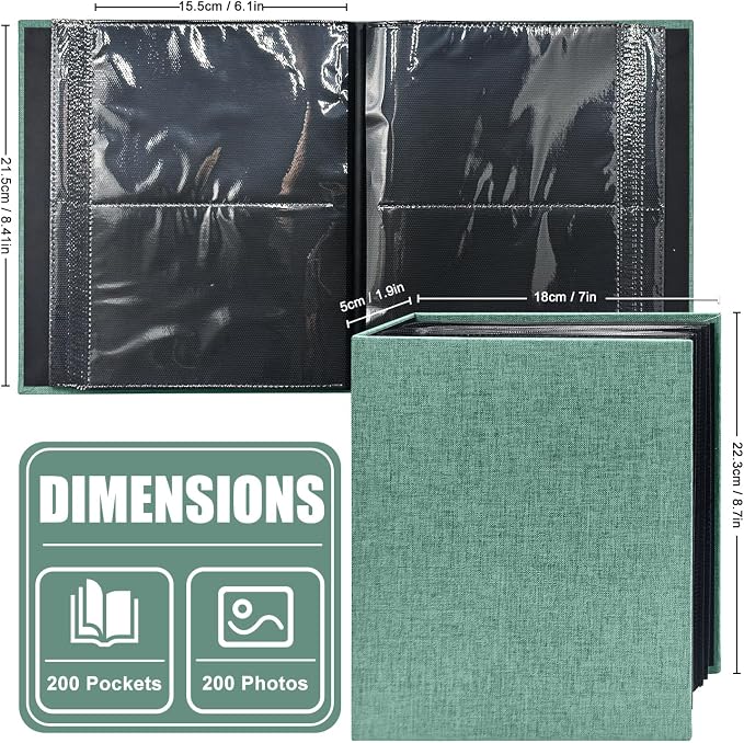 Photo Album 4x6 200 Pockets for Wedding Gifts,Linen Hardcover Picture Albums for Family Anniversary Baby Vacation Pictures - Image 2