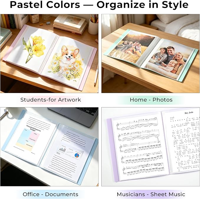 XRUNMIX Art Portfolio 8.5X 11 Inch, 40 Pockets (80 Pages Capacity) Letter Size Display Book with Clear Sheet Protectors, Presentation Folder for Artwork/Documents/Photos - Image 7