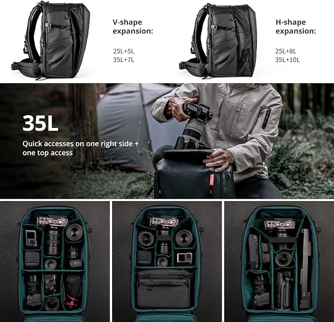 PGYTECH OneMo 2 35L-45L Camera Backpack with Shoulder Bag for 17" Laptop | Waterproof DSLR Camera Pack for Canon/Nikon/Sony, Extra Large Photography Bag, Drone Backpack for DJI Mini 3 Pro/Mavic 3/ FPV - Image 2