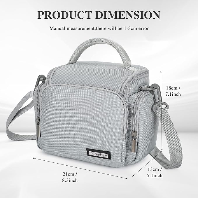 G-raphy Camera Bag Case DSLR SLR Crossbody Sling Photography Bags for Nikon Canon Sony DSLR SLR Mirrorless with Removal Straps(Parma Grey) - Image 3