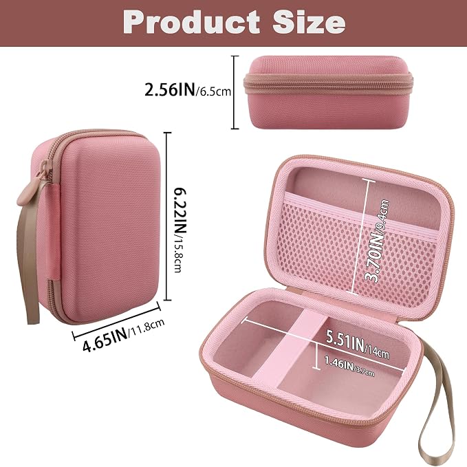 Hard Travel Case for Fujifilm Instax Mini Link+ & Link 3/2 Printer | Shockproof, With Handle, Hard Shell Exterior, Storage Compartment, Portable Carrying Box, Soft Pink Case - Image 8