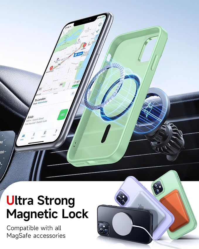 LeYi for iPhone-11 Phone Case Green Compatible with MagSafe Magnetic[ Screen Protector X2 + Camera Cover X2] Funda para ipone 11case Military Grade Protective Cases i Phone 11 iphone11, Mint Green - Image 3